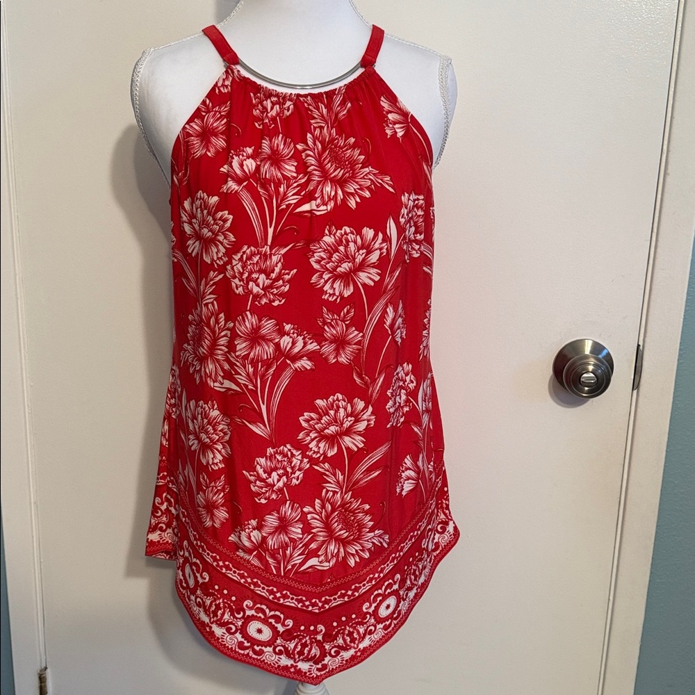 INC International Concepts Red Floral Blouse